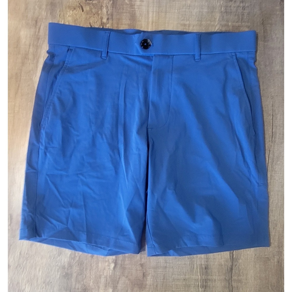 Greyson Montauk Mens 36 Performance Golf Chino Quick Dry Wicking Blue Shorts EUC